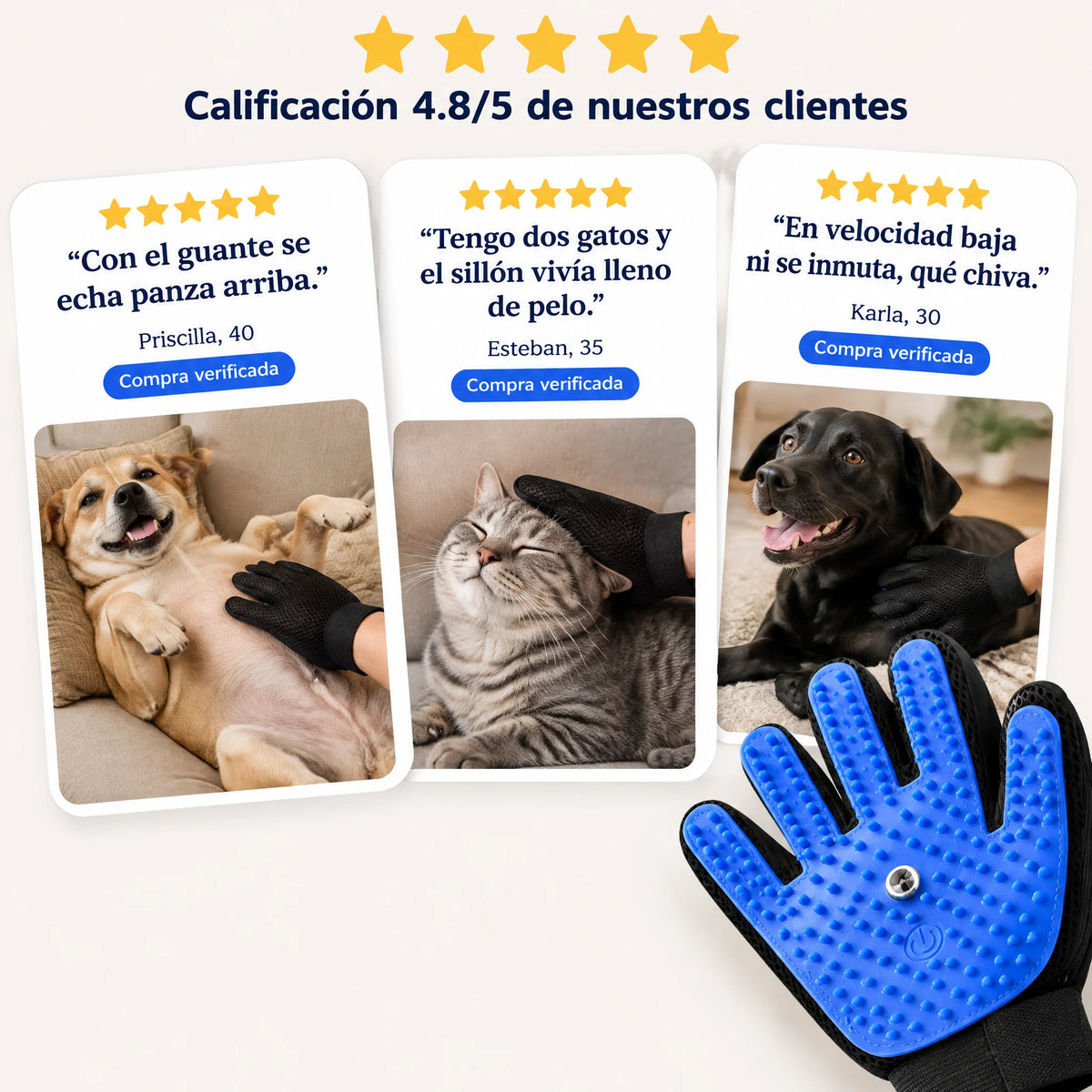 Guante Quitapelo con Rociador para Mascotas