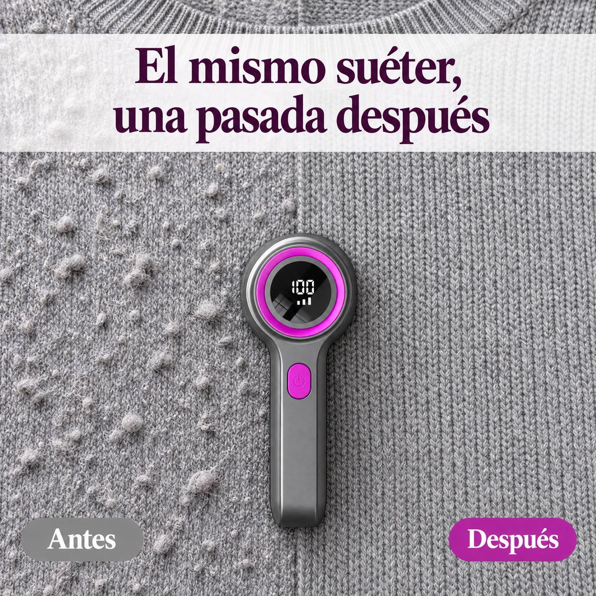 Removedor Eléctrico de Pelusas con Pantalla Digital