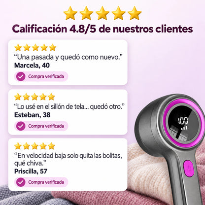 Removedor Eléctrico de Pelusas con Pantalla Digital