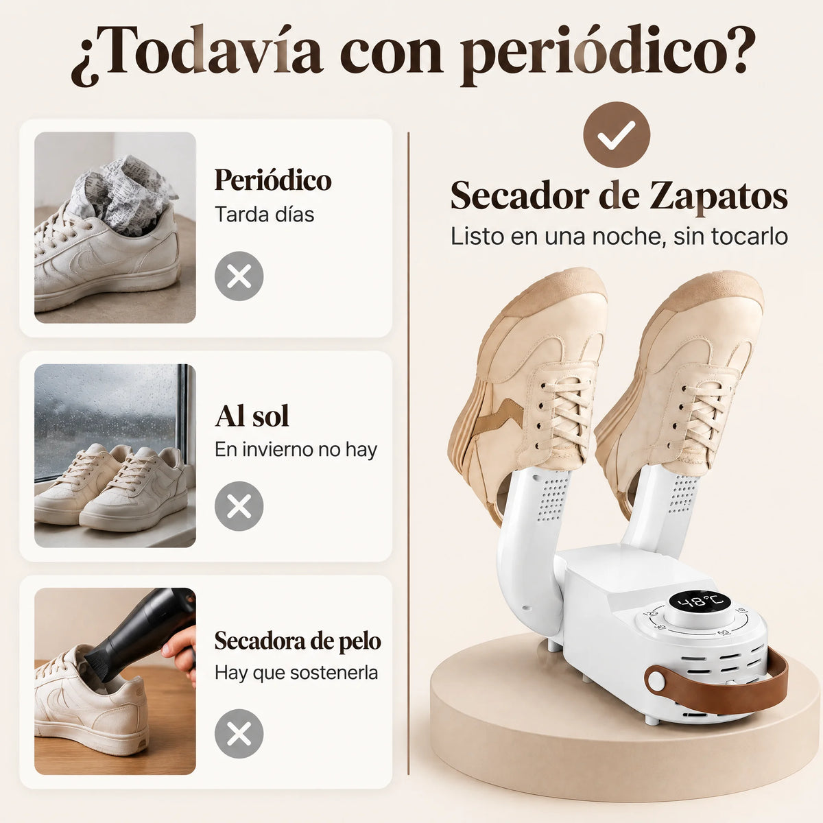 Secador de Zapatos Eléctrico Plegable con Temporizador