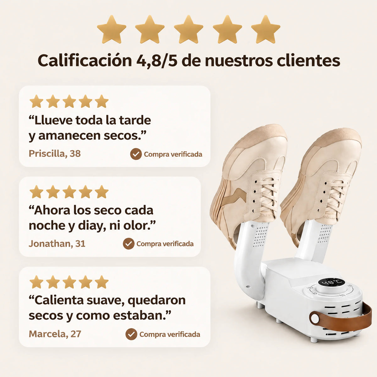 Secador de Zapatos Eléctrico Plegable con Temporizador